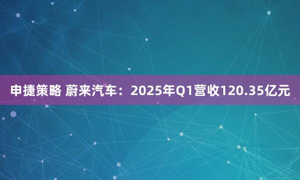 申捷策略 蔚来汽车：2025年Q1营收120.35亿元