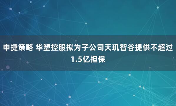 申捷策略 华塑控股拟为子公司天玑智谷提供不超过1.5亿担保