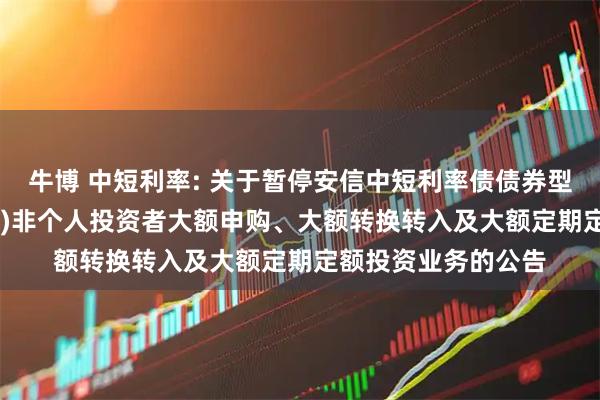 牛博 中短利率: 关于暂停安信中短利率债债券型证券投资基金(LOF)非个人投资者大额申购、大额转换转入及大额定期定额投资业务的公告